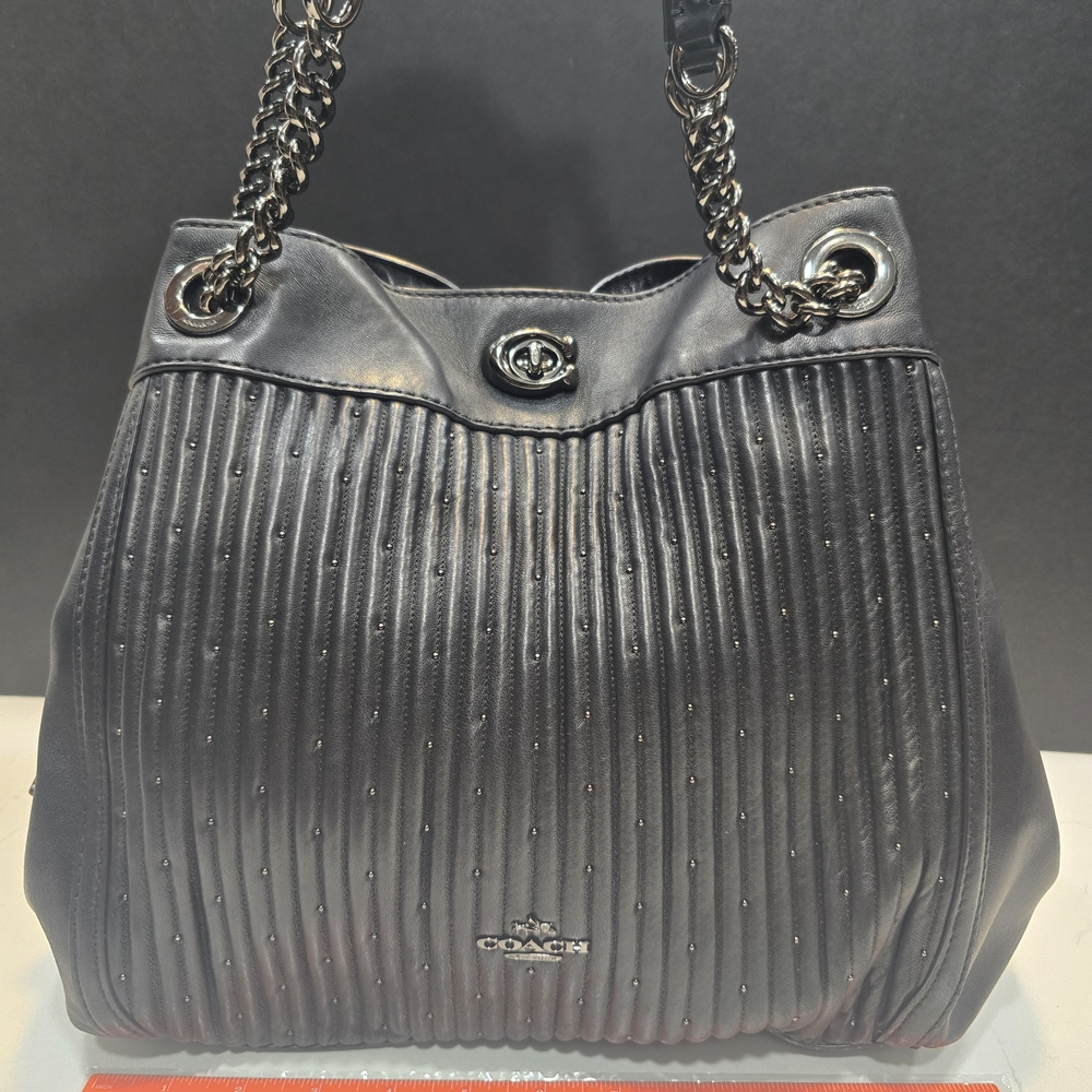 Coach Black Leather Tote Bag